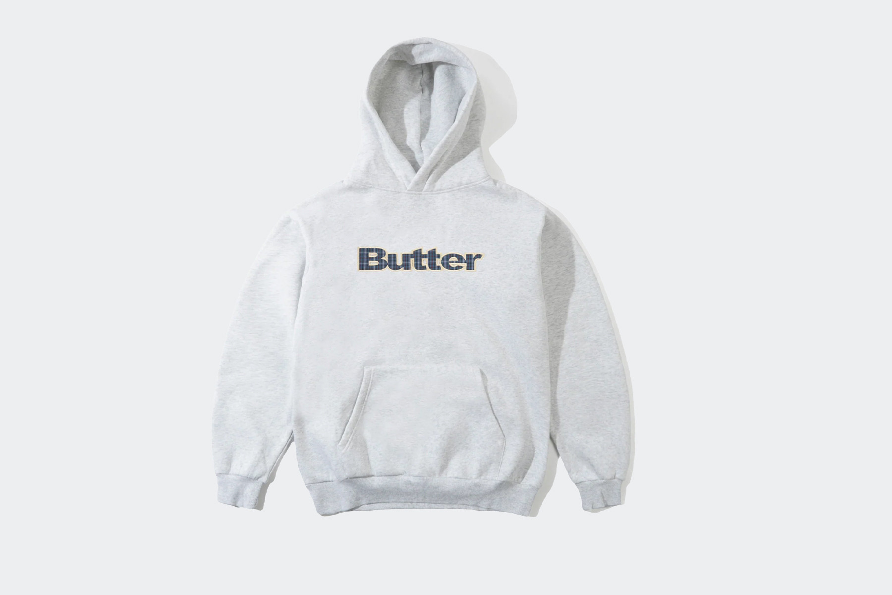 BUTTER GOODS PLAID LOGO APPLIQUE PULLOVER HOOD